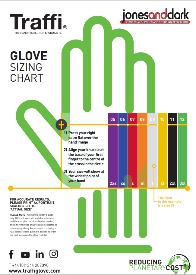 TRAFFISAFE HAND SIZE CHART